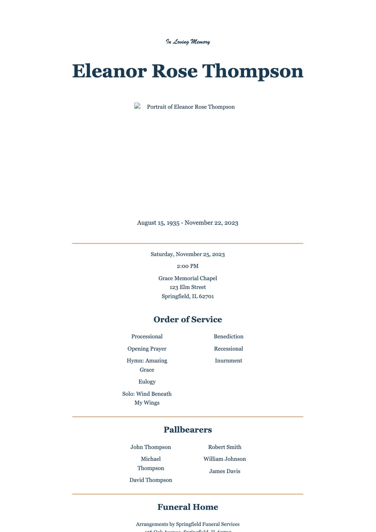 Elegant funeral program with photo and order of service_variant_2